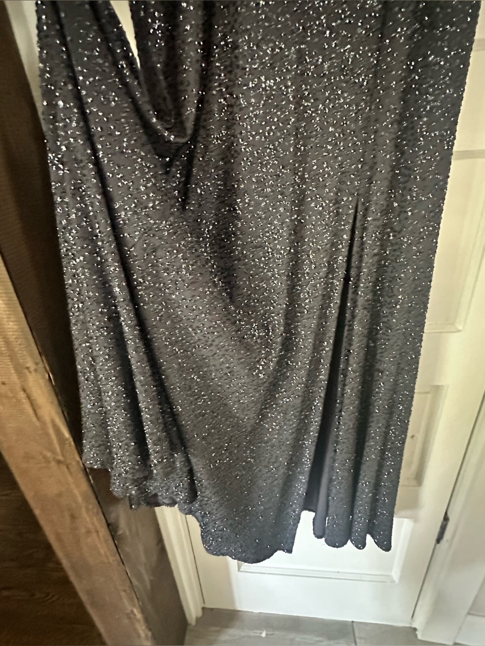 Sparkle Long Sleeve Evening Gown - Black/grey by Badgley Mischka - Picture 4 of 4